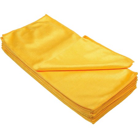 GLOBAL INDUSTRIAL 16 x 16 266 GSM Microfiber Glass Cleaning Cloths, Gold, 12PK 670237